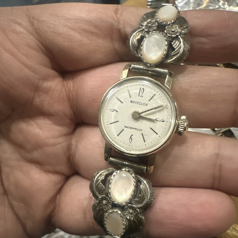 VTG Westclox MP Sterling Silver Navajo Watch Swiss Manual Wind 23mm Fits 6in